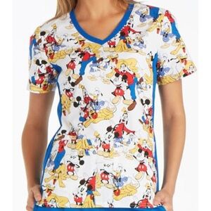 Disney Mickey & Friends Pattern  Print Women’s Small Medical Scrubs